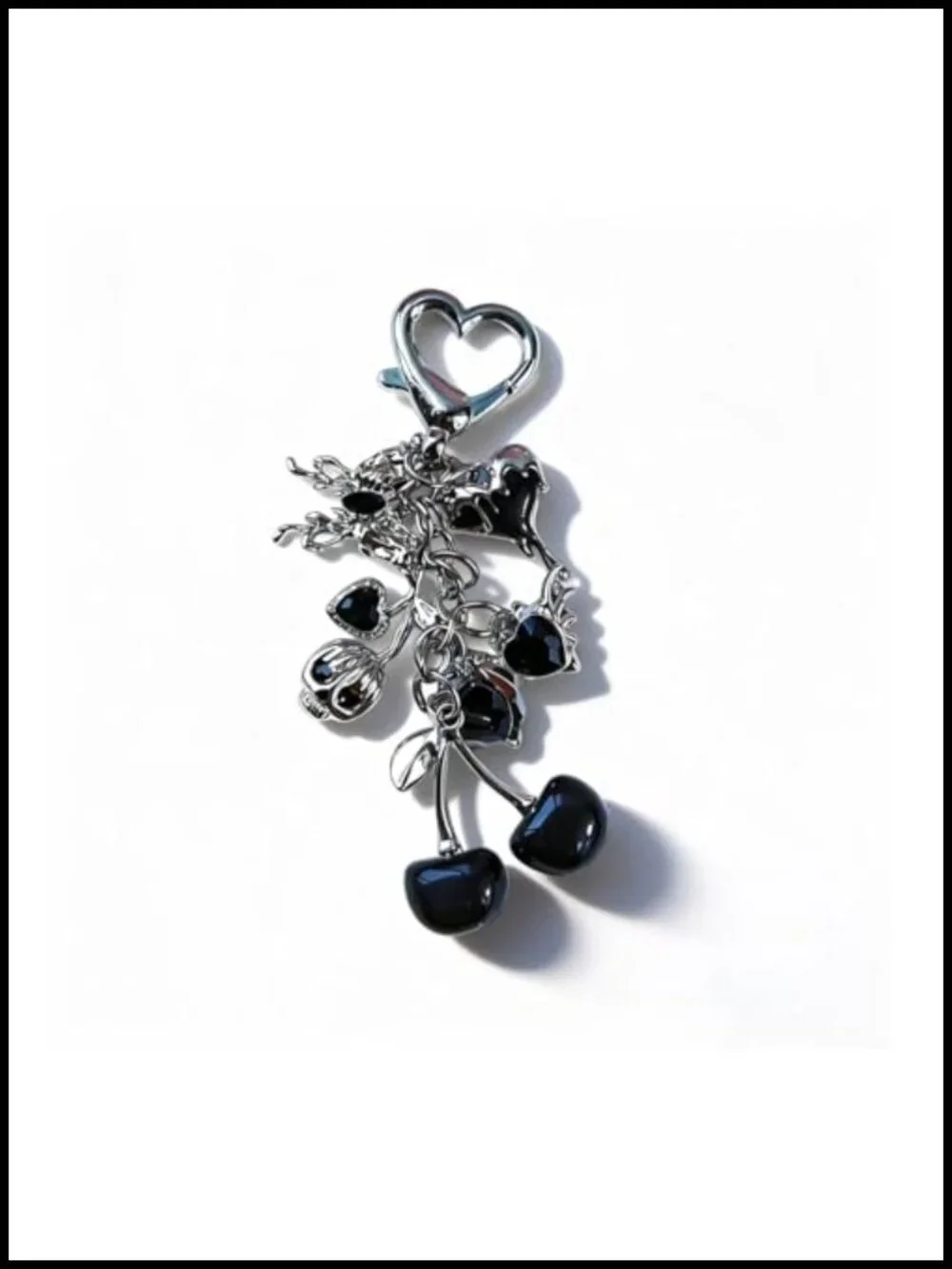Gothic Cherry Keychain Punk Purse Charm Y2K Bag Accessory Lightweight Zinc Alloy